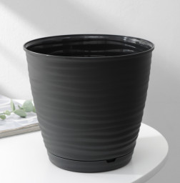 Горшок для цветов с поддоном Saffron 2,6 л d=17,6 см h=16,2 см чёрный
