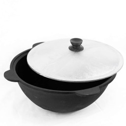 Казан чугунный 12 л. круглое дно, с крышкой