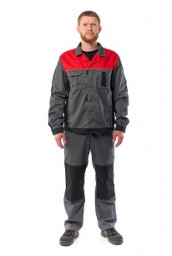 Костюм летний мужской Город КОС 212 куртка+п/к т.серый/черный/красный ПРОФ