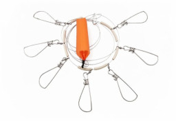 Кукан Namazu металл. трос 3,0 м, d-1,5 мм, 7 карабинов на пруж., с поплавком (уп. PVC чехол)