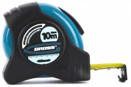 Рулетка 10 м*25 мм обрезиненный корпус двухсторонняя шкала магнитный зацеп GROSS