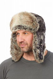 Шапка-ушанка Буран алова/серый шельф КВЕСТ